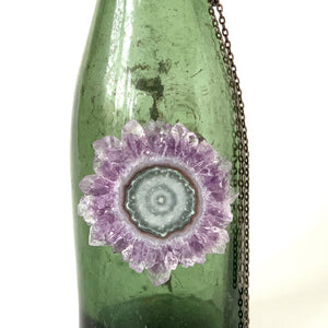 Vintage Green Bottle with Stalactite and Chains