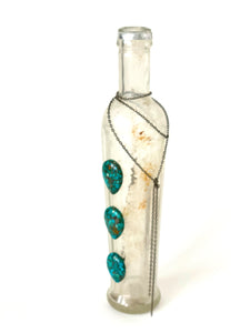 Vintage Bottle with Turquoise Gemstones