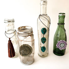 Load image into Gallery viewer, Vintage Green Bottle with Stalactite and Chains