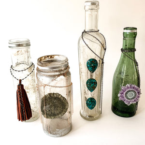 Vintage Green Bottle with Stalactite and Chains