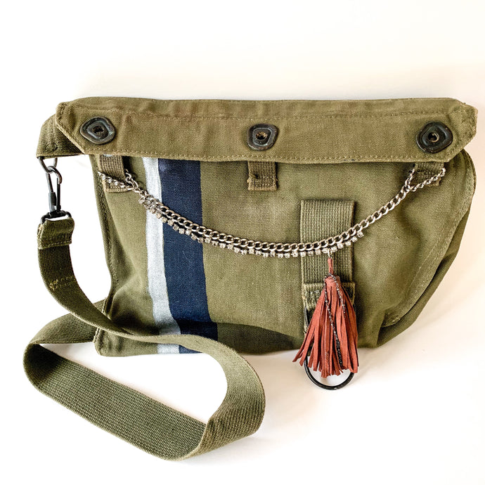 Vintage Army Bag with Tassel