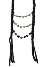 Load image into Gallery viewer, Leather Bib Necklace with Gemstones